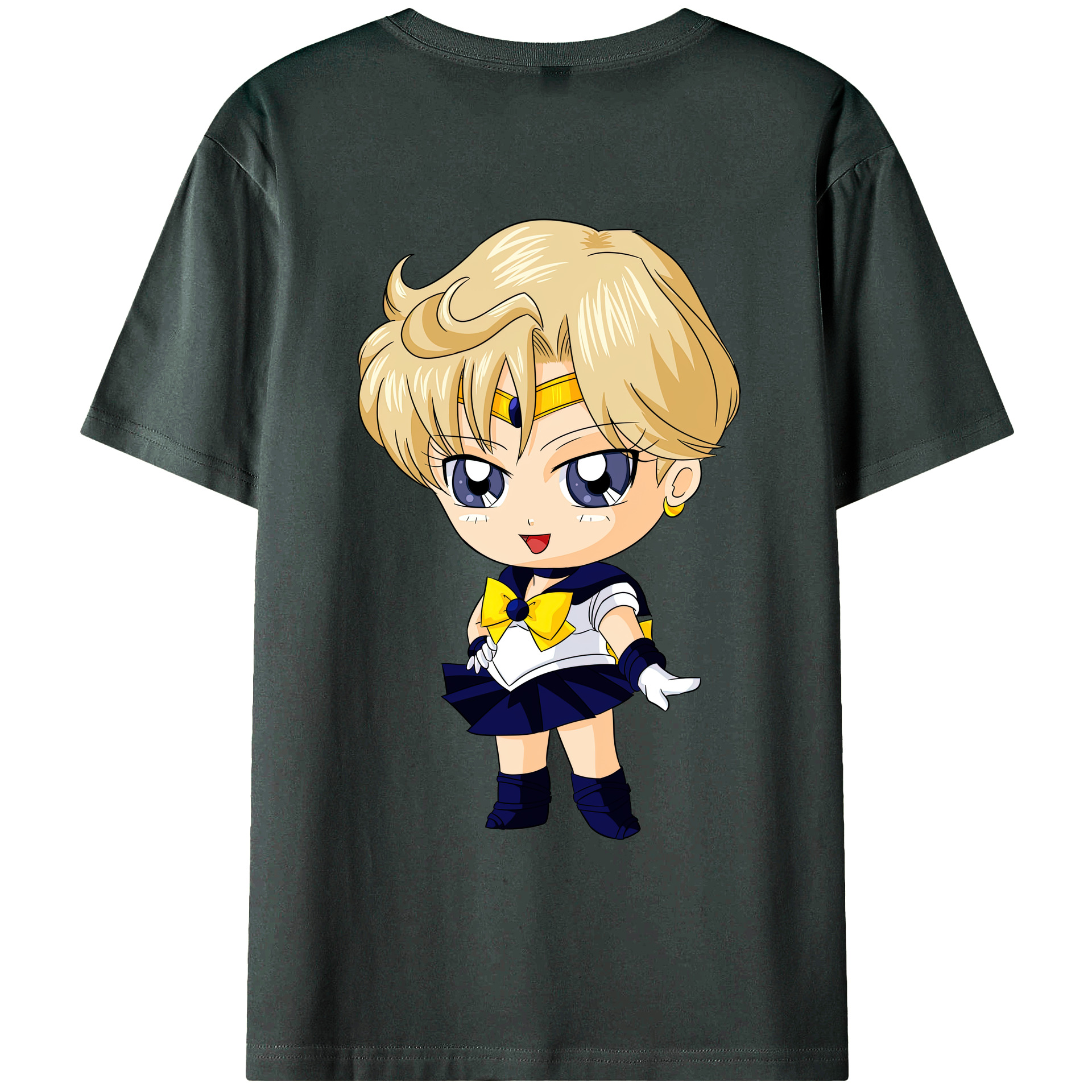 （画像用） 美少女戦士セーラームーン 天王はるか Sailor Moon Tenoh Haruka 綿100％ メンズ半袖Tシャツ（バックプリント） 通気性